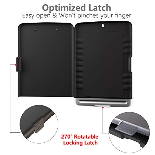 Sunnyclip Clipboard with Storage, Real Hinge & 2 Compartment, Letter Size Plastic Side Opening Lightweight Portable Slimcase Box, Smooth Writing for Paperwork Office Classroom Supply