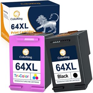 colorking remanufactured ink cartridge replacement for hp 64xl 64 xl ink cartridge for hp envy photo 7855 7858 7155 6255 7164 7864 7158 7160 6252 5542 printer ink cartridges ( 1 black, 1 tri-color )