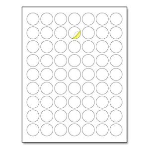 1″ round matte white sticker label, laser/inkjet printing – letter size, 30 sheets