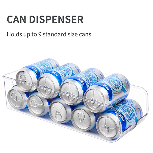 Vtopmart 4 Pack Soda Can Organizer for Refrigerator, Fridge Drink Can Holder for Pantry, Fridge Can Dispenser, Can Organizer Bins Clear