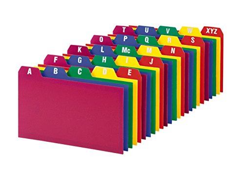 Oxford Poly Index Card Guide Set, 3 x 5 Inches, A-Z, 1/5 Inch Cut Tabs, Assorted Colors, 25 per Set (73153)