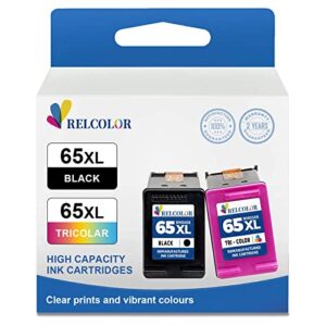 relcolor hp65 xl higher yield ink cartridge for hp 65 65xl black color combo for envy 5000 5055 5052 5014 deskjet 3755 3700 3772 3752 2622 2652 2600 printer,hp65xl