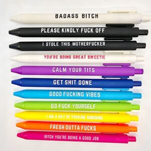 Cityhermit 11Pcs Funny Pens Set for Adults, Swear Word Daily Ballpoint Pen, Premium Novelty Pens Set Days of The Week Pens Dirty Cuss Word Pens for Each Day Funny Office Gifts for Coworkers