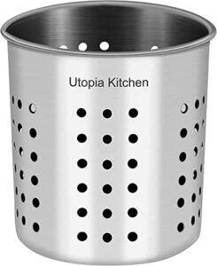 utopia kitchen stainless steel cooking utensil holder 5 x 5.3 inches (silver)