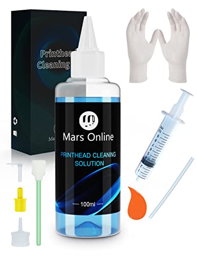 Mars Online Printhead Cleaning Kit Inkjet Printer Head Cleaner Compatible for HP / Epson / Brother / Canon 8600 8610 8035 8710 6700 6900 / Epson 1430 2720 et-2720 et-2750, 100ML, Kit 2