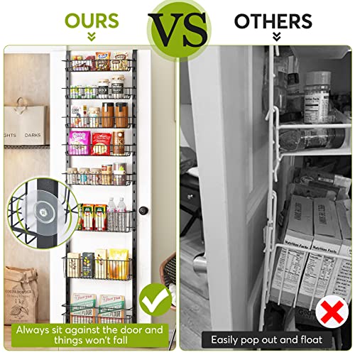 1Easylife Over the Door Pantry Organizer, 8-Tier Adjustable Baskets Pantry Organization and Storage, Metal Door Shelf with Detachable Frame, Space Saving Hanging Spice Rack for Kitchen Pantry Bathroom