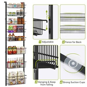 1Easylife Over the Door Pantry Organizer, 8-Tier Adjustable Baskets Pantry Organization and Storage, Metal Door Shelf with Detachable Frame, Space Saving Hanging Spice Rack for Kitchen Pantry Bathroom