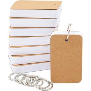 8 pack blank flash cards with rings for study materials, note cards, memo scratch pads, 400 total pieces (2 x 3.5 in)