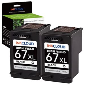 INKCLOUD Remanufactured 67xl Black High-Yield Black Ink Cartridge Replacement for HP 67 67XL for 2700 2700e 2752 2752e 2755 2755e 4100 4152e 4155 4155e 6000 6055e 6055 6452 6458e 6455 6455e Printer