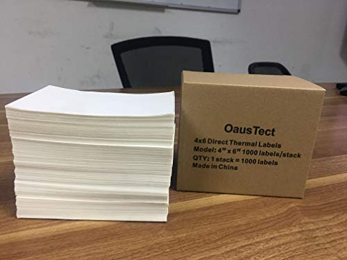 OausTect 4x6 Shipping Label 1000 Fanfold Labels for Rollo, Zebra Direct Thermal Printer, with Perforations