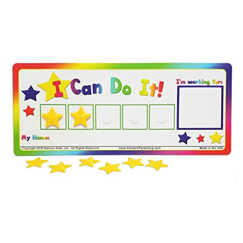 Kenson Kids “I Can Do It!” Token Board. Colorful Magnetic Rewards Chart with Positive-Reinforcement Stars and Customizable Goal Box. Great for Ages 3-10. Measures 5-Inches by 11-Inches