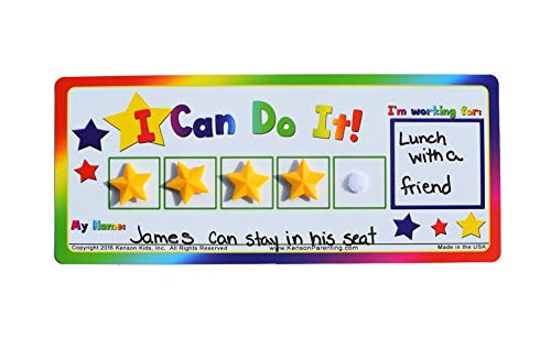 Kenson Kids “I Can Do It!” Token Board. Colorful Magnetic Rewards Chart with Positive-Reinforcement Stars and Customizable Goal Box. Great for Ages 3-10. Measures 5-Inches by 11-Inches