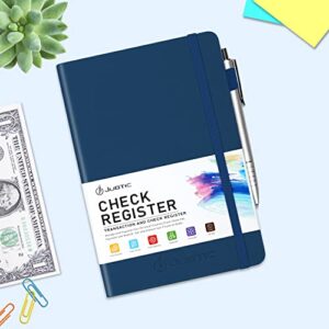 JUBTIC A5 Check Registers for Personal Checkbook, Ledger Transaction Registers Log Book for Small Business. Track Payments, Finances, Deposits, Debit Card and Bank Account - Blue