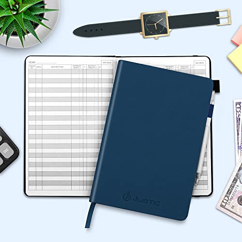 JUBTIC A5 Check Registers for Personal Checkbook, Ledger Transaction Registers Log Book for Small Business. Track Payments, Finances, Deposits, Debit Card and Bank Account - Blue