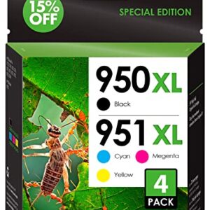 INKjetsclub Compatible Ink Cartridge Replacement for HP 950XL / HP951XL High Yield Compatible Ink Cartridges Value Pack. Works for Officejet Pro 8600 8610 8620 8615 8630 Printers. (4 Pack)