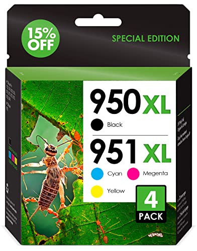 INKjetsclub Compatible Ink Cartridge Replacement for HP 950XL / HP951XL High Yield Compatible Ink Cartridges Value Pack. Works for Officejet Pro 8600 8610 8620 8615 8630 Printers. (4 Pack)