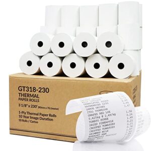 gorilla supply thermal paper receipt roll 3-1/8″ x 230′ bpa free 50 rolls