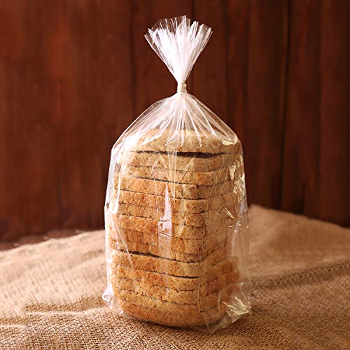 Bread Bags With Ties,100Pieces 18x4x8 Inches Plastic Bread Bags for Homemade Bread Gift Giving,Clear Bread Loaf Storage Bags