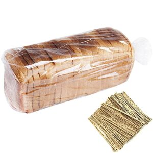bread bags with ties,100pieces 18x4x8 inches plastic bread bags for homemade bread gift giving,clear bread loaf storage bags