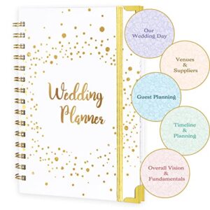 Wedding Planner - Wedding Planning Book, 8.4" x 6.3", Great Wedding Planner Book and Organizer with Hardcover and Elastic Binder for Couples, Timeline & Calendar, Guest Planning, Venues & Suppliers