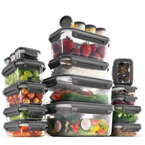 40-piece airtight food-storage containers with lids bpa-free durable plastic food-containers set – 100% leakproof guaranteed – freezer, microwave & dishwasher-safe – leftover, meal prep etc (gray)