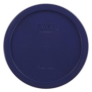 Pyrex Storage Plus 7-Cup Round Glass Food Storage Dish, Blue Cover, Pack of 2