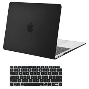 mosiso compatible with macbook air 13 inch case 2022 2021 2020 2019 2018 release a2337 m1 a2179 a1932 retina display with touch id, plastic hard shell case & keyboard cover skin, black