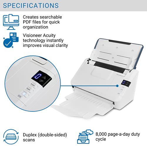 Visioneer Xerox D35 Scanner, USB Office Document Scanner for PC and Mac, 45 PPM, Automatic Document Feeder (ADF), White