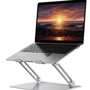 Ergopollo Laptop Stand for Desk with Stable Heavy Base, Adjustable Height, Ergonomic Heavy Metal Riser Holder, Foldable Mount Elevator, Compatible with 10 to 15.6 Inches Notebook Computer