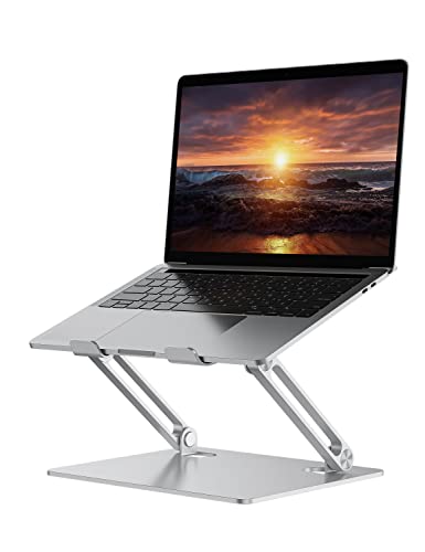 Ergopollo Laptop Stand for Desk with Stable Heavy Base, Adjustable Height, Ergonomic Heavy Metal Riser Holder, Foldable Mount Elevator, Compatible with 10 to 15.6 Inches Notebook Computer