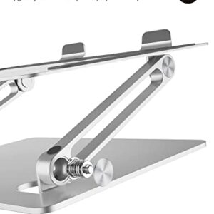 Ergopollo Laptop Stand for Desk with Stable Heavy Base, Adjustable Height, Ergonomic Heavy Metal Riser Holder, Foldable Mount Elevator, Compatible with 10 to 15.6 Inches Notebook Computer