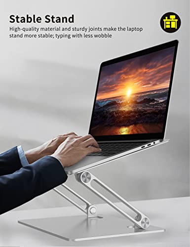 Ergopollo Laptop Stand for Desk with Stable Heavy Base, Adjustable Height, Ergonomic Heavy Metal Riser Holder, Foldable Mount Elevator, Compatible with 10 to 15.6 Inches Notebook Computer