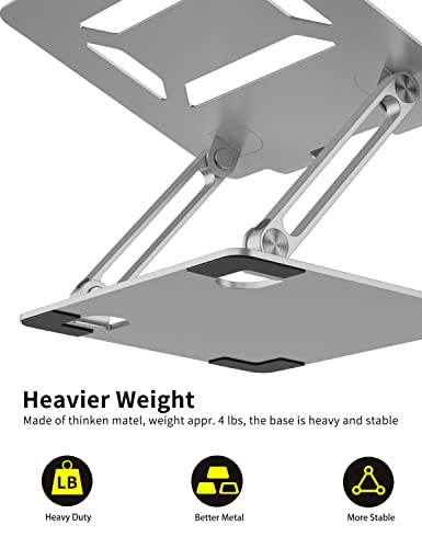 Ergopollo Laptop Stand for Desk with Stable Heavy Base, Adjustable Height, Ergonomic Heavy Metal Riser Holder, Foldable Mount Elevator, Compatible with 10 to 15.6 Inches Notebook Computer