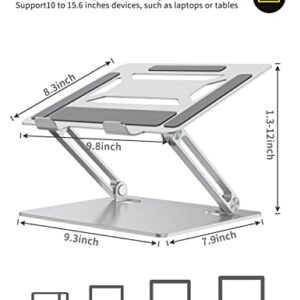 Ergopollo Laptop Stand for Desk with Stable Heavy Base, Adjustable Height, Ergonomic Heavy Metal Riser Holder, Foldable Mount Elevator, Compatible with 10 to 15.6 Inches Notebook Computer