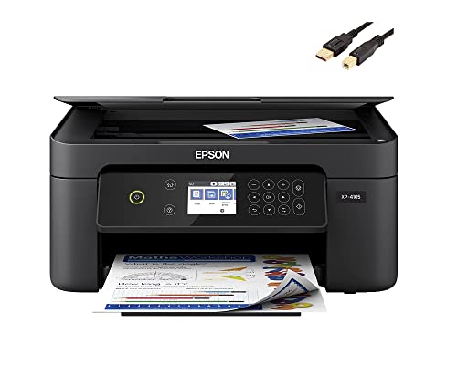 Epson_Printer XP 41 Series, All-in-One Wireless Color Inkjet Printer, Black, Print Copy Scan, 2.4" LCD, Hi-Speed USB, Auto 2-Sided Printing, Voice Activated, with MTC Printer Cable