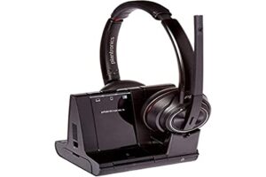 plantronics – savi 8220 office wireless dect headset (poly) – dual ear (stereo) – compatible to connect to pc/mac or to cell phone via bluetooth – works with teams (certified), zoom