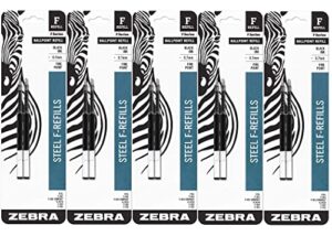 zebra f-series ballpoint stainless steel pen refill, fine point, 0.7mm, black ink, 10-count