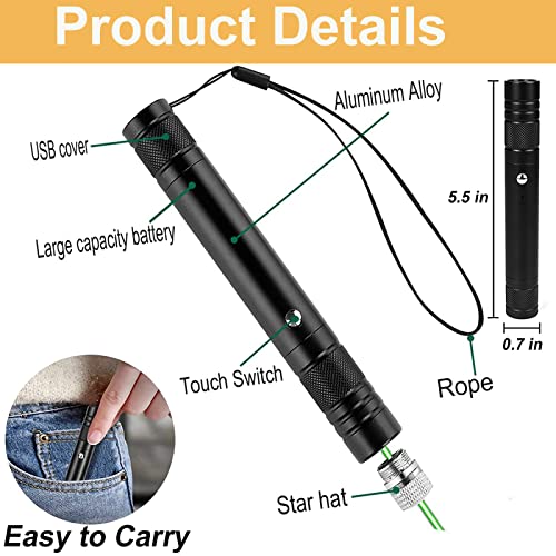 XIMIBI Red Laser Pointer Laser Pointer Laser Pointer High Power Green Laser Pointer High Power Lazer Powerful Laser Pointer for Teaching Outdoor Hunting USB Rechargeable Laser Pointer Pen