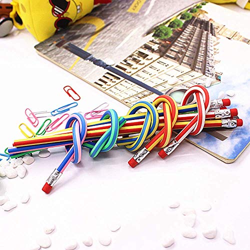 Flexible Bendy Pencil, 35 PCS Flexible Soft Pencil Colorful Stripe Soft Pencils with Eraser as Gift for Students or Children