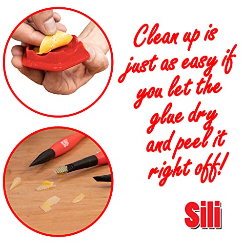 Sili Glue Pod and 3 Sili Micro Glue Brushes with Multi Purpose Sealable Lid/Glue Brush Holder • Fine Tip • Chiseled Tip and Flat Tapered Tip Brushes for Arts • Crafts • Models and Woodworking