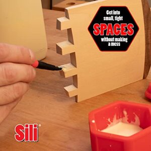 Sili Glue Pod and 3 Sili Micro Glue Brushes with Multi Purpose Sealable Lid/Glue Brush Holder • Fine Tip • Chiseled Tip and Flat Tapered Tip Brushes for Arts • Crafts • Models and Woodworking