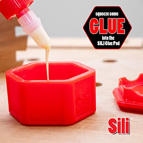 Sili Glue Pod and 3 Sili Micro Glue Brushes with Multi Purpose Sealable Lid/Glue Brush Holder • Fine Tip • Chiseled Tip and Flat Tapered Tip Brushes for Arts • Crafts • Models and Woodworking