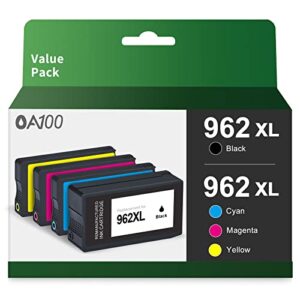 oa100 962xl ink cartridges combo pack remanufactured ink cartridge replacement for hp 962xl 962 xl for officejet pro 9015, 9010, 9018, 9025, 9020, 9012 (black, cyan, magenta, yellow, 4-pack)