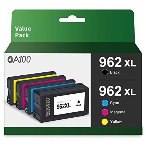 OA100 962XL Ink Cartridges Combo Pack Remanufactured Ink Cartridge Replacement for HP 962XL 962 XL for OfficeJet Pro 9015, 9010, 9018, 9025, 9020, 9012 (Black, Cyan, Magenta, Yellow, 4-Pack)