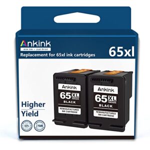 ankink 65xl black ink cartridge for hp 65 hp65 xl hp65xl fit for envy 5000 5010 5014 5052 5055 5070 deskjet 2600 2622 2640 2652 2655 3700 3752 3755 printer | hp65 higher yield ink combo pack 2 pcs
