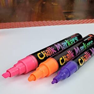 18 Classic Neon Chalk Markers Double Pack of Both Fine and Reversible Medium Tip Liquid Chalk Pens Wet Erasable - Menu Boards, Glass, Windows, White Boards, Classrooms, Mirrors, Chalk Boards, Plastic