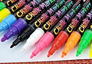 18 Classic Neon Chalk Markers Double Pack of Both Fine and Reversible Medium Tip Liquid Chalk Pens Wet Erasable - Menu Boards, Glass, Windows, White Boards, Classrooms, Mirrors, Chalk Boards, Plastic