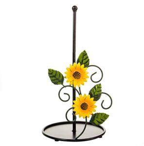 sunflower paper towel holder – sunflower kitchen decor and accessories cheap – decorations dish set – sunflower decor for kitchen – cute black yellow kitchen decor stand stuff for countertop