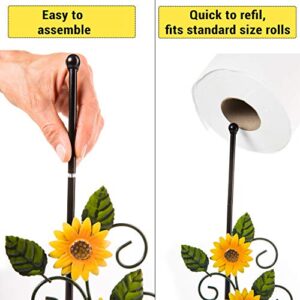 Sunflower Paper Towel Holder - Sunflower Kitchen Decor and Accessories Cheap - Decorations Dish Set - Sunflower Decor for Kitchen - Cute Black Yellow Kitchen Decor Stand Stuff for Countertop