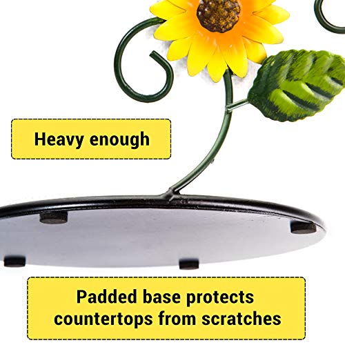 Sunflower Paper Towel Holder - Sunflower Kitchen Decor and Accessories Cheap - Decorations Dish Set - Sunflower Decor for Kitchen - Cute Black Yellow Kitchen Decor Stand Stuff for Countertop